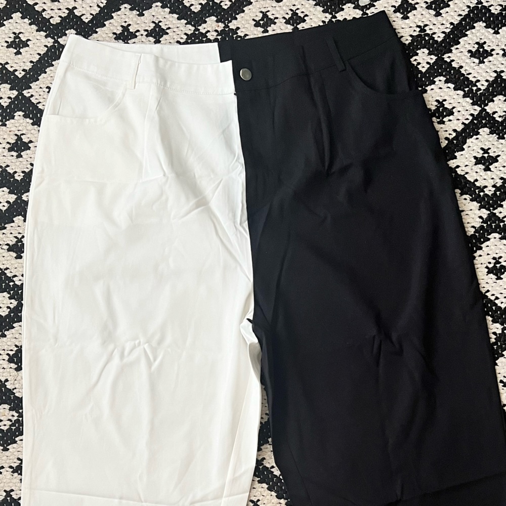 Black and white ankle fit trousers